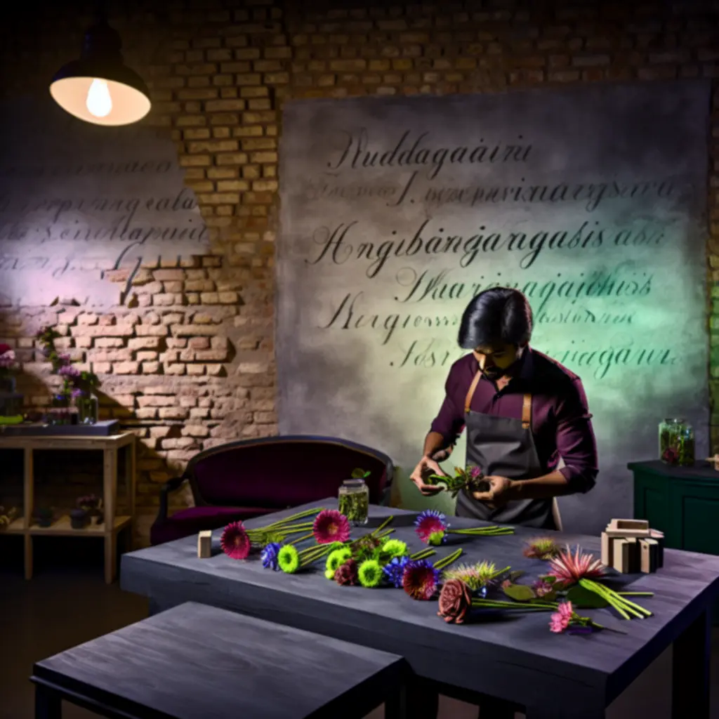 Luxus virágstúdió, florista munka közben